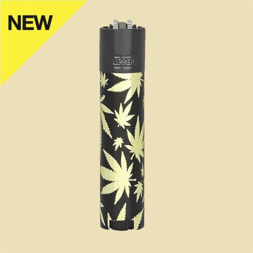 Aansteker Gold/Black Leaves Clipper